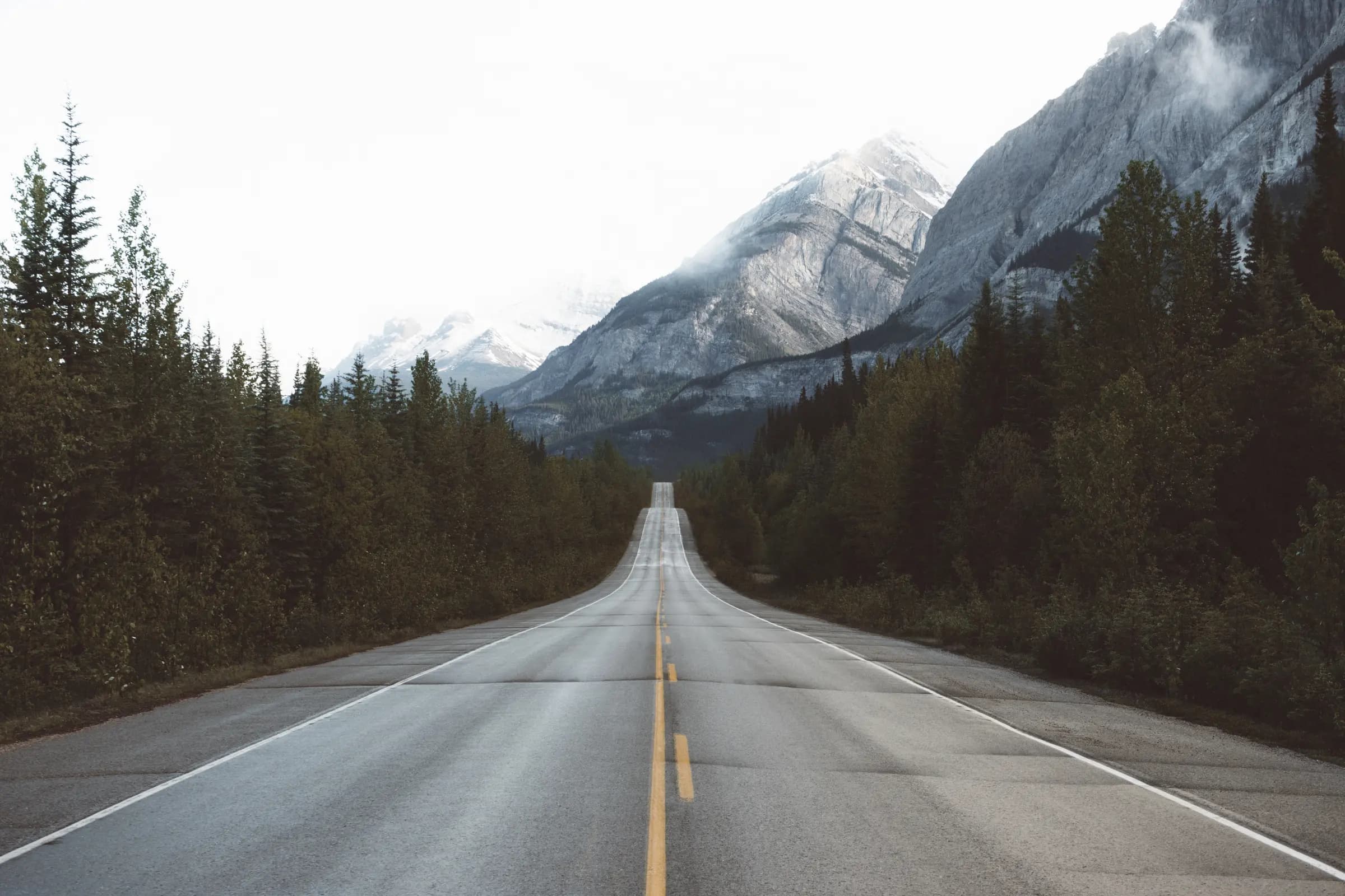 Mountain highway on the route toward Jasper